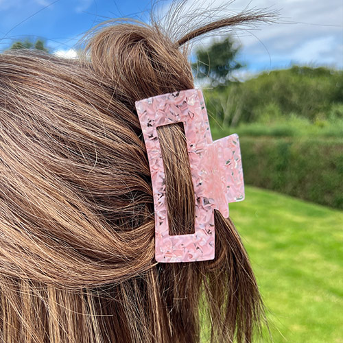 Large Square Claw Clip Pink Quartz